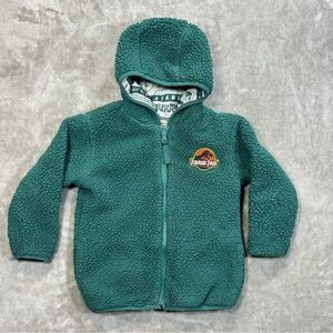 Jurassic Park dinosaur reversible Sherpa Green Fleece kids Hoodie size 18-24M